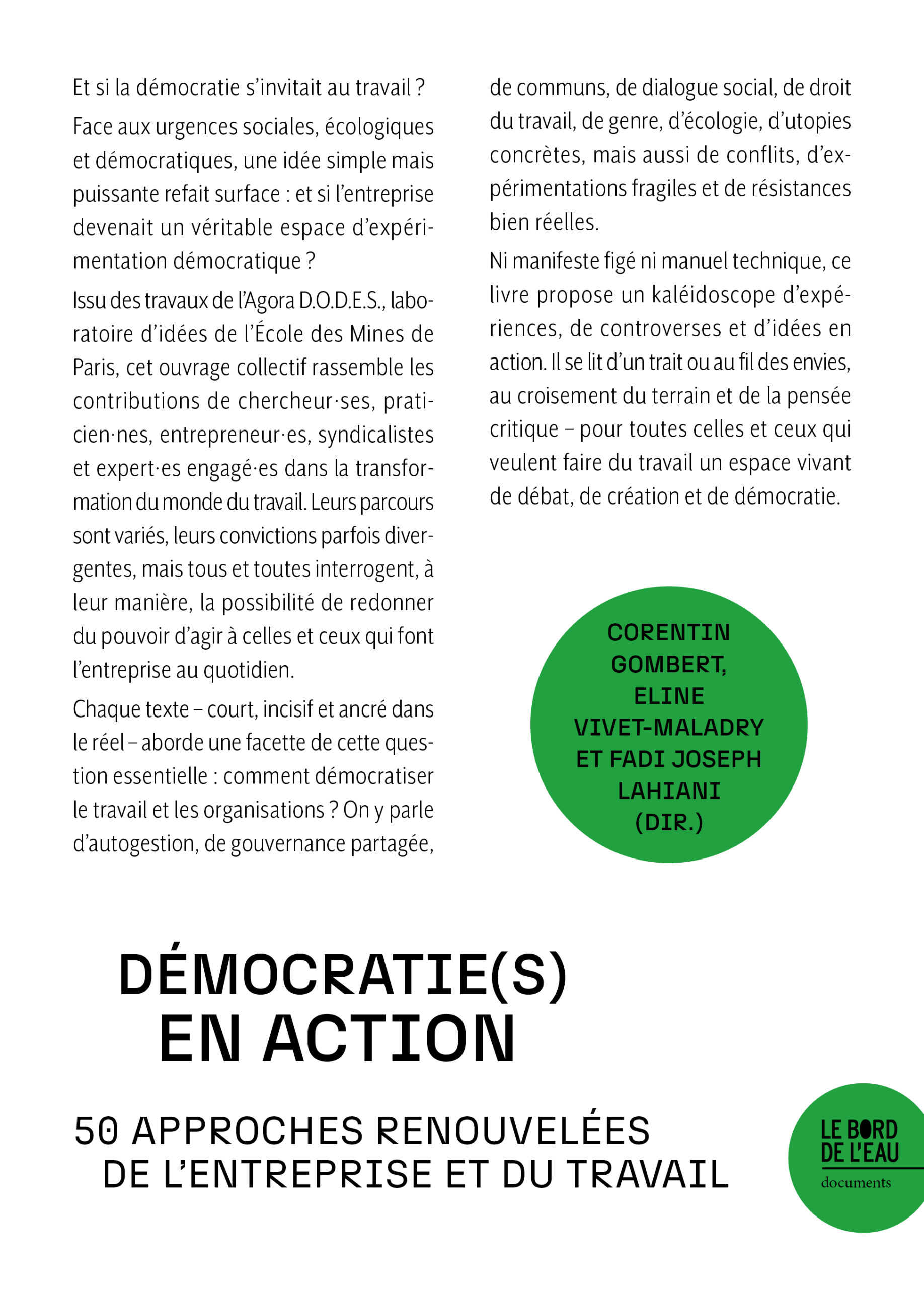 Démocratie(s) en action. 50 approches renouvelées de l'entreprise et du travail